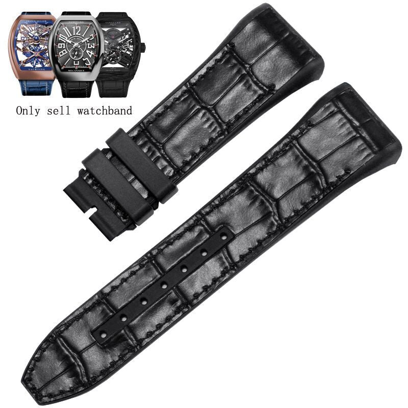 Genuine Leather Nylon Watchband Fit For Franck Muller V45 Series 28mm Straps