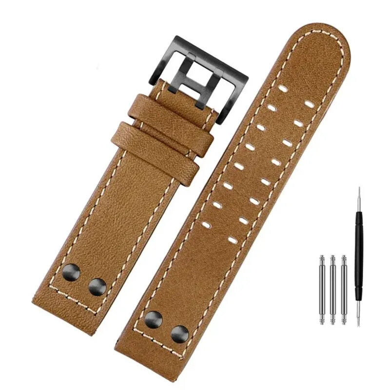 Genuine Leather Watch Strap for Hamilton Khaki H77616533 22mm Military Wristband