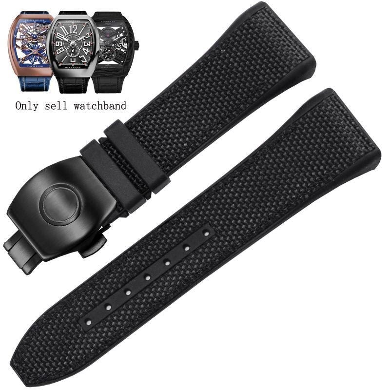 Genuine Leather Nylon Watchband Fit For Franck Muller V45 Series 28mm Straps