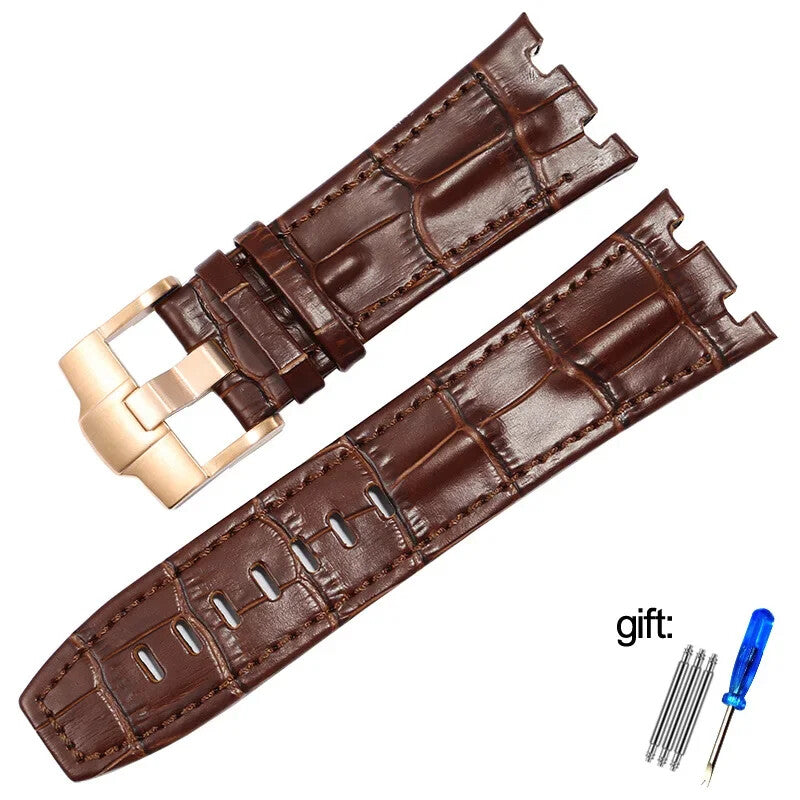 Genuine Leather Watch Strap for AP 15703 Royal Oak Offshore Black Brown Blue 28m