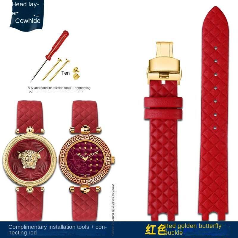Genuine Leather Watchband Fit For Versace Palazzo Medusa VECQ00218/518/318 Strap