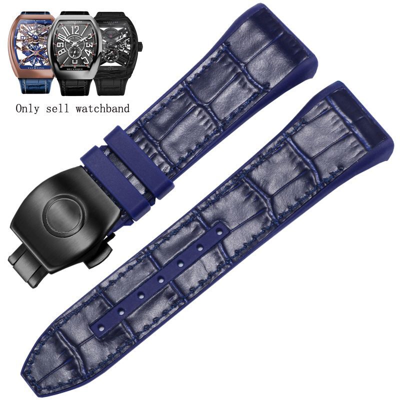 Genuine Leather Nylon Watchband Fit For Franck Muller V45 Series 28mm Straps