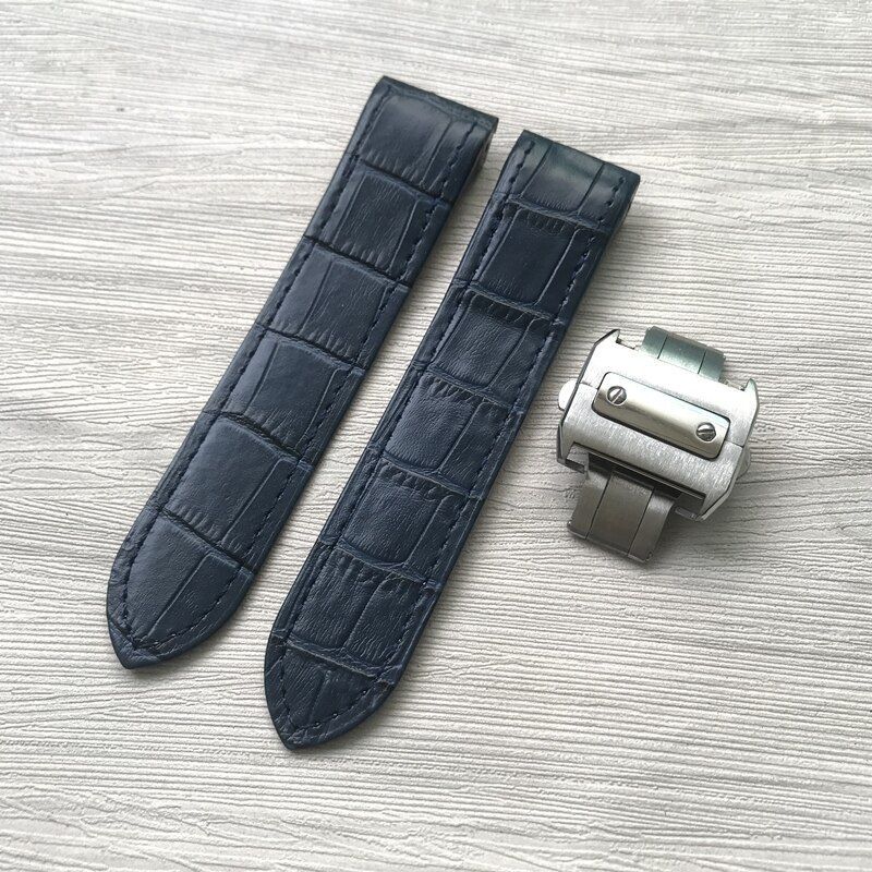 Genuine Leather Watch Strap Fit For Cartier Santos100 20mm 23mm Watch Band