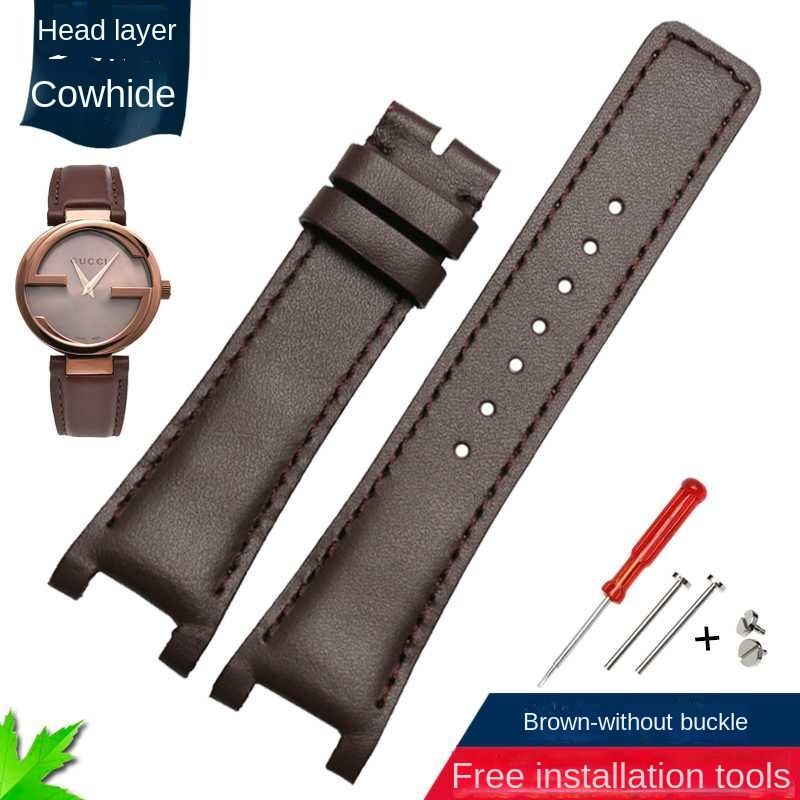 Genuine Leather Watchbands Fit For Gucci YA1332 YA1333 YA1335 Series Watch Strap