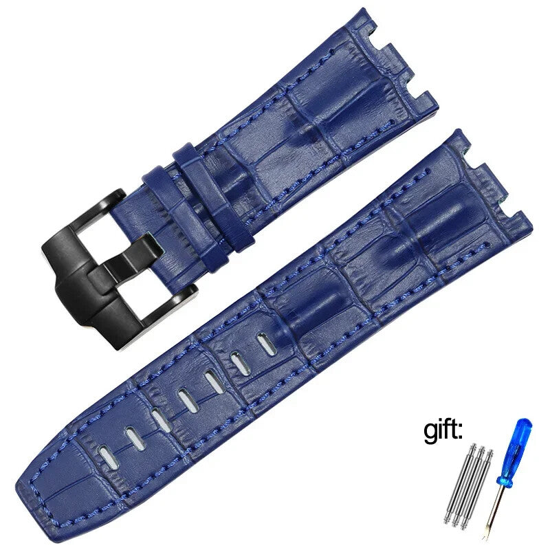 Genuine Leather Watch Strap for AP 15703 Royal Oak Offshore Black Brown Blue 28m