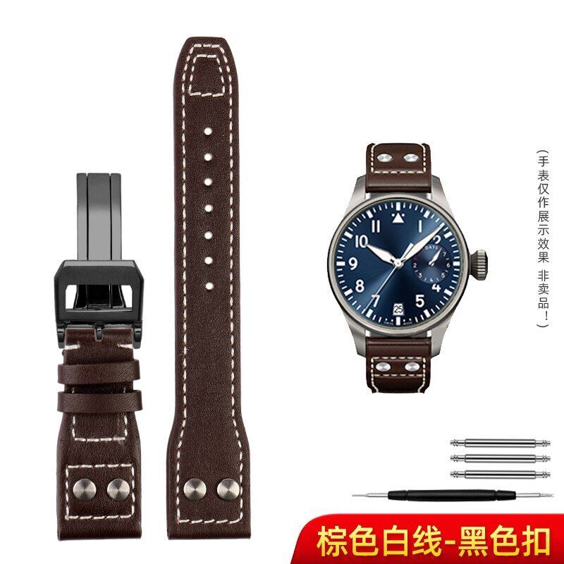 Genuine Leather Watch Band Fit For IWC PILOT Mark 21mm 22mm Strap Accessories