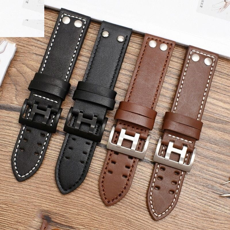 Genuine Leather Watch Strap Fit For Hamilton Khaki Aviation H77755533 H77616533