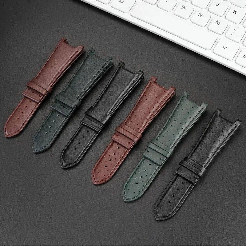 Genuine Leather Watch Strap for Versace VBR8545 26mm Black Convex Calfskin Band