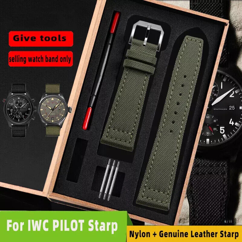Nylon Genuine Leather Watch Bands for IWC PILOT Portugal 20mm 21mm 22mm Strap