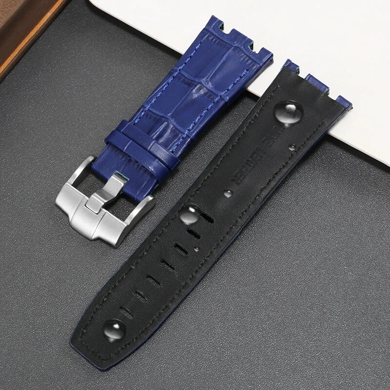 Genuine Leather Watch Strap for AP 15703 Royal Oak Offshore Black Brown Blue 28m