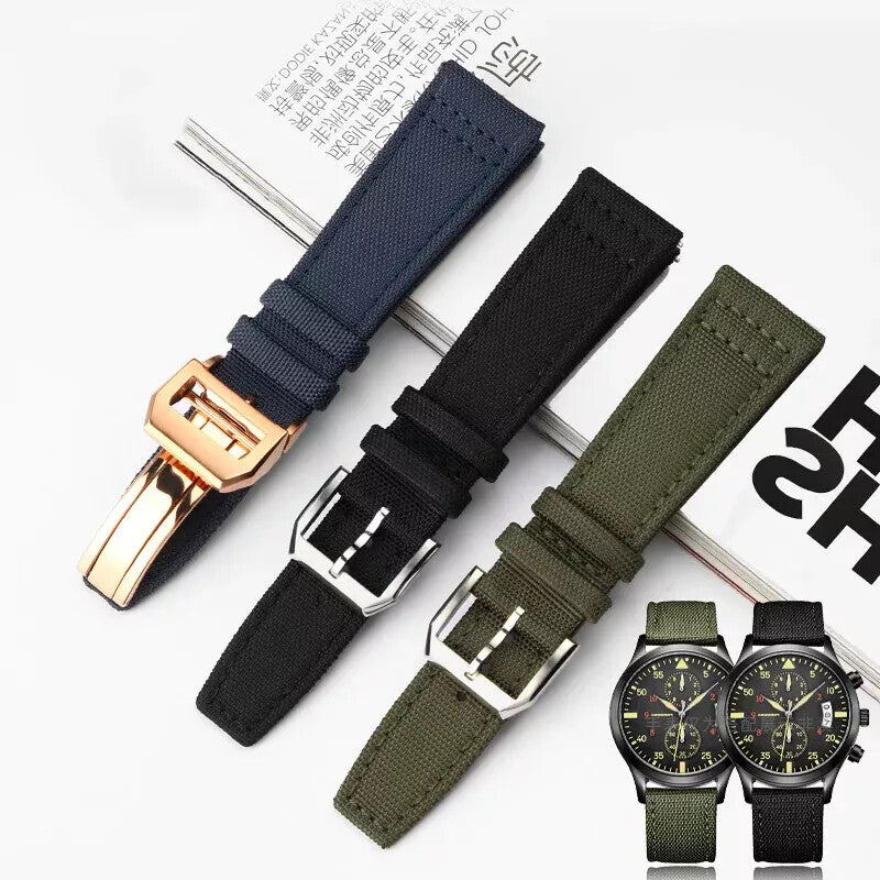Nylon Genuine Leather Watch Bands for IWC PILOT Portugal 20mm 21mm 22mm Strap