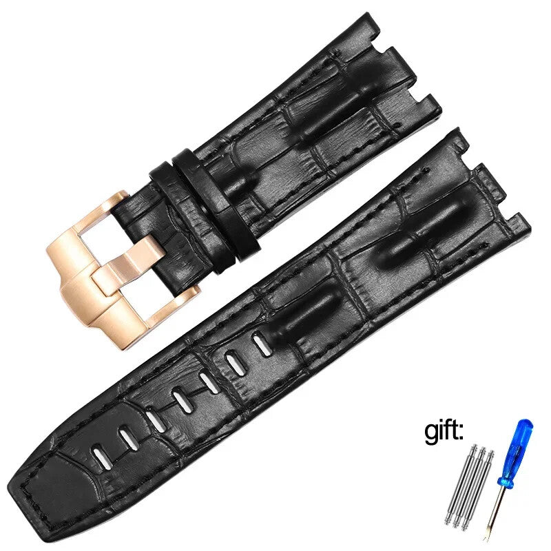 Genuine Leather Watch Strap for AP 15703 Royal Oak Offshore Black Brown Blue 28m