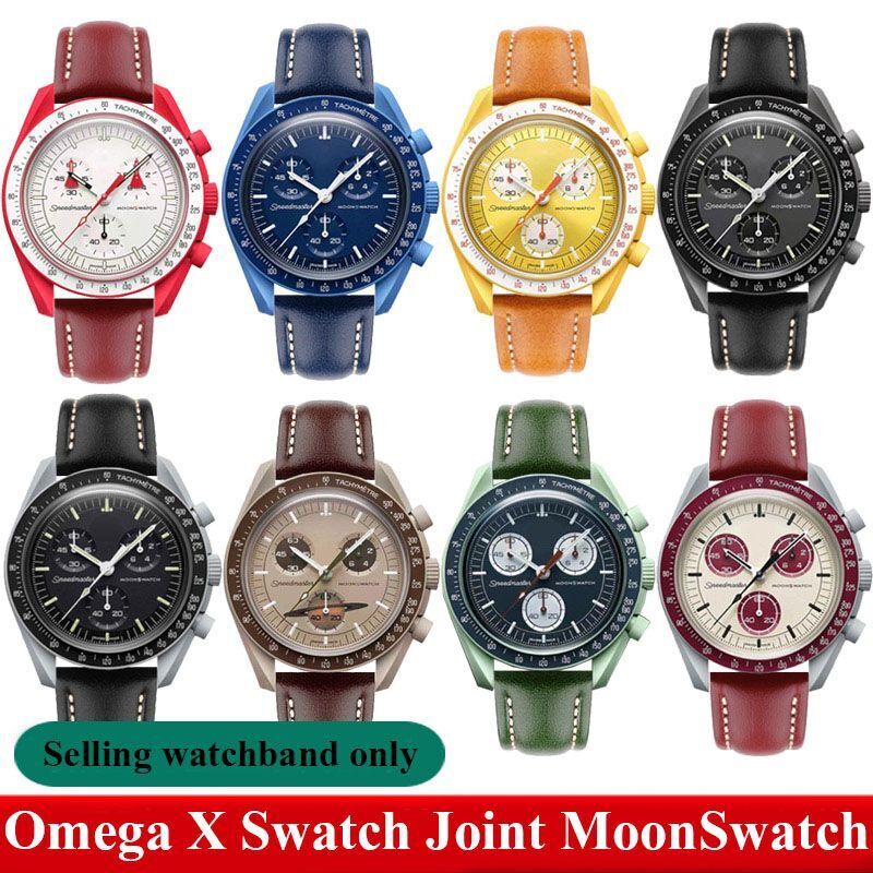 Genuine Leather Watch Strap Fit For Omega X Swatch Joint Moon Vintage Band 20mm