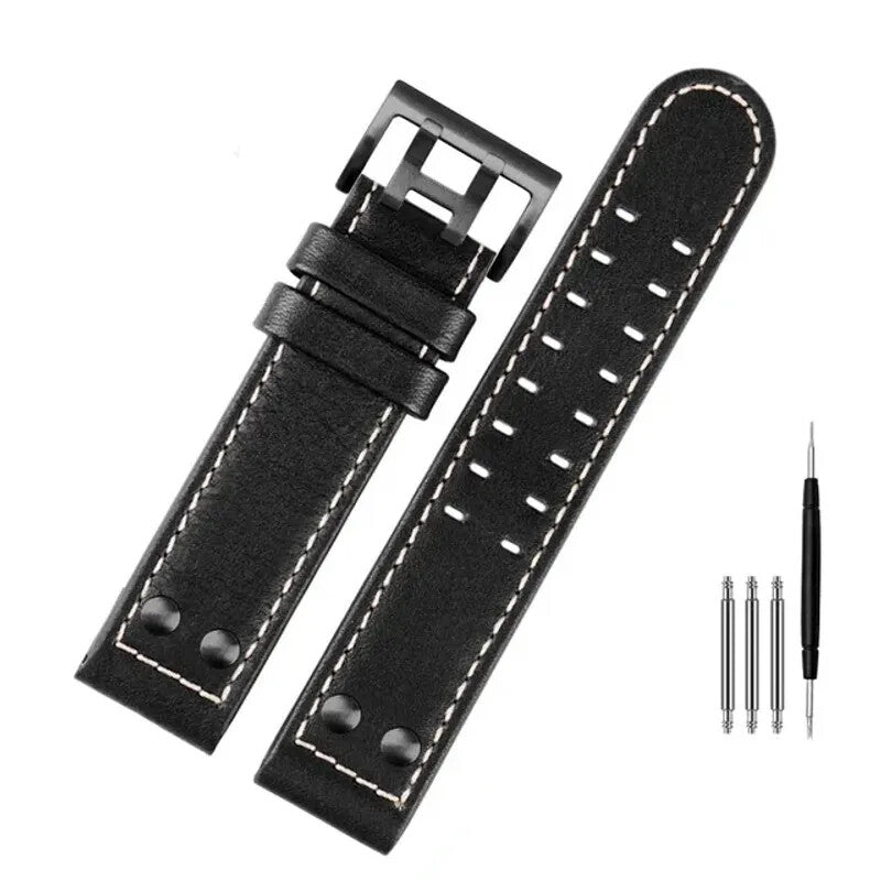 Genuine Leather Watch Strap for Hamilton Khaki H77616533 22mm Military Wristband