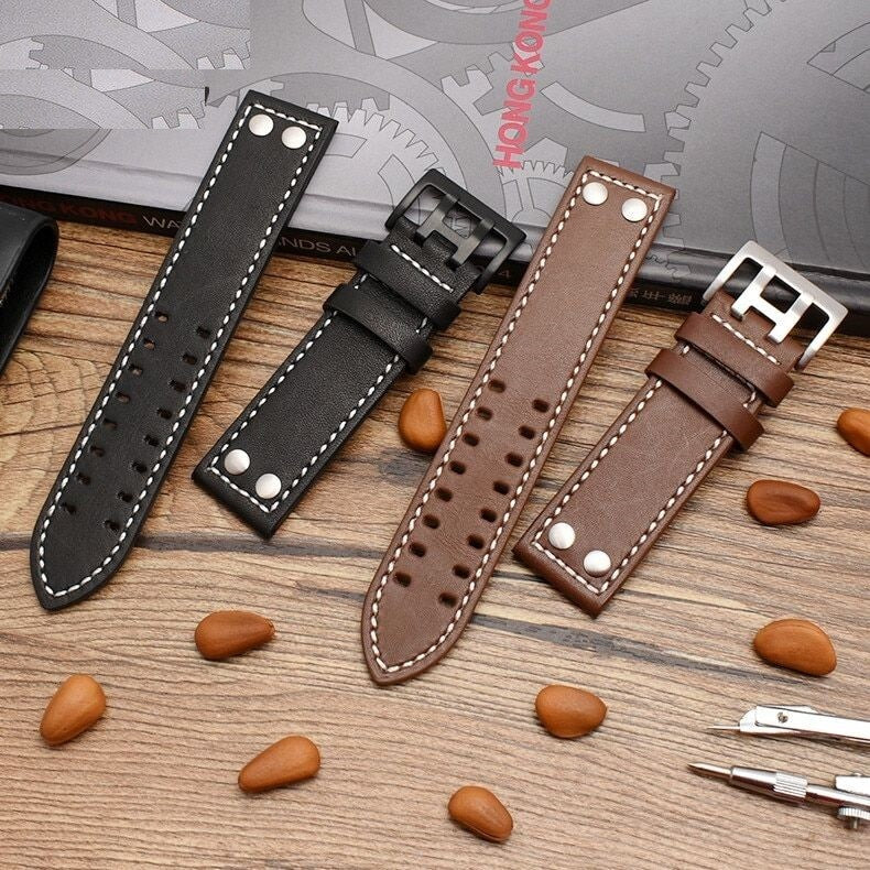 Genuine Leather Watch Strap Fit For Hamilton Khaki Aviation H77755533 H77616533