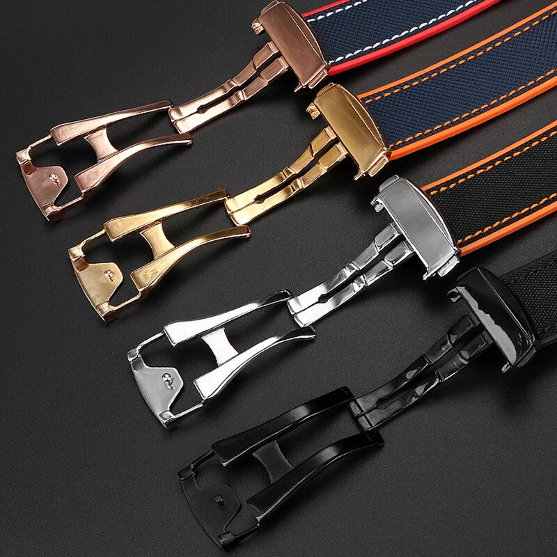 Rubber Silicone Nylon Watch Strap for Omega Seamaster 300 20 22mm Back Blue Band