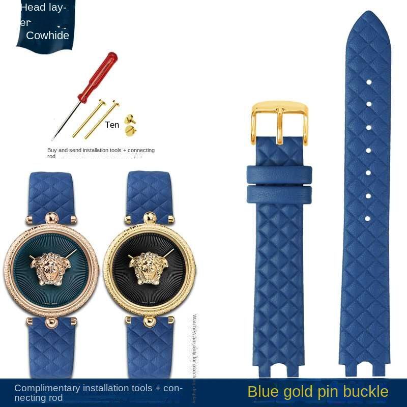 Genuine Leather Watchband Fit For Versace Palazzo Medusa VECQ00218/518/318 Strap