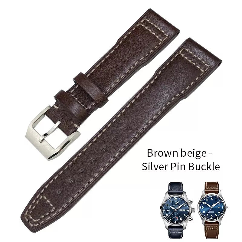 Genuine Leather Watch Strap for IWC Mark Big Pilot Spitfire 20-22mm Cowhide Band
