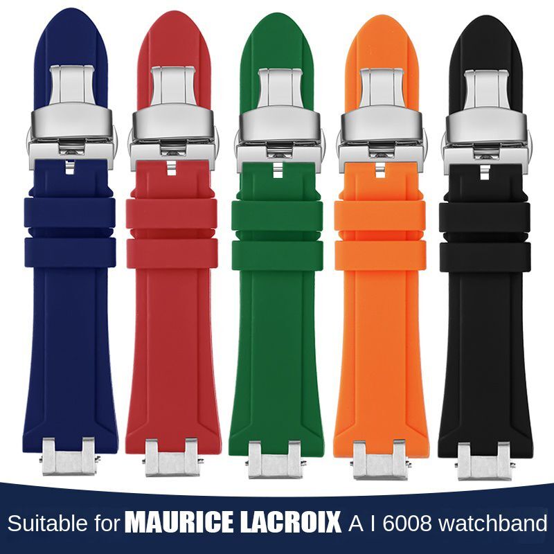 Silicone Watch Strap Fit For Maurice Lacroix Aikon Series AI6008 AI6038 AI6007