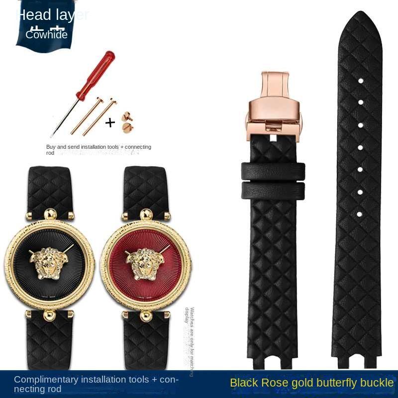 Genuine Leather Watchband Fit For Versace Palazzo Medusa VECQ00218/518/318 Strap