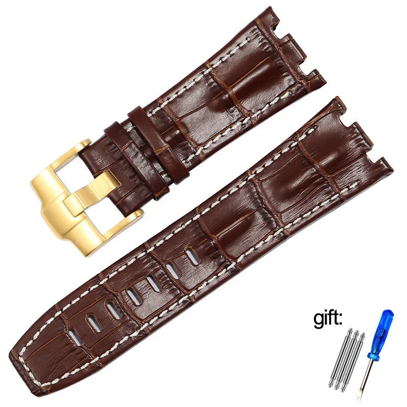 Genuine Leather Watch Strap for AP 15703 Royal Oak Offshore Black Brown Blue 28m