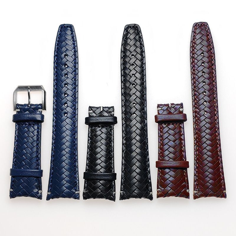 Cowhide Woven Leather Watch Strap Fit For I.W.C Portugieser Pilot's Watchband