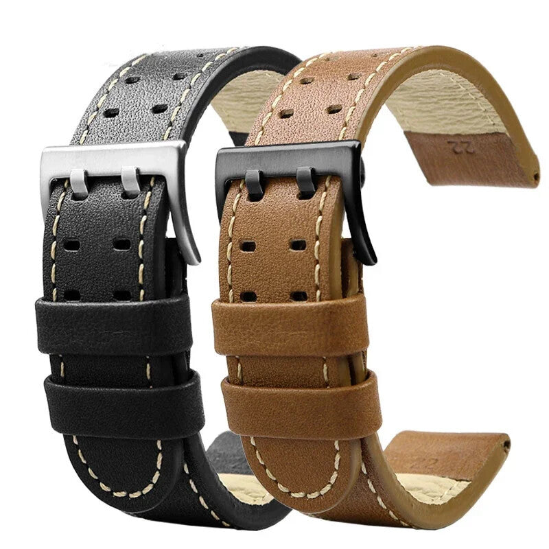 Genuine Leather Watch Strap for Hamilton Khaki H77616533 22mm Military Wristband