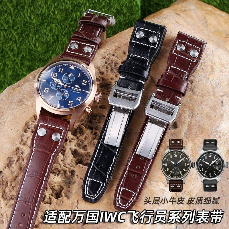 Genuine Leather Watch Band Fit For IWC PILOT Mark 21mm 22mm Strap Accessories