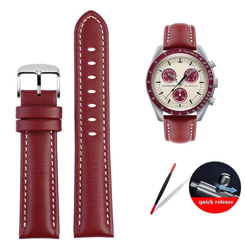 Genuine Leather Watch Strap Fit For Omega X Swatch Joint Moon Vintage Band 20mm