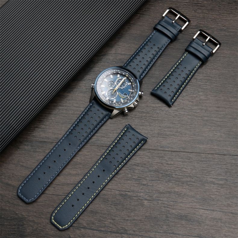 Genuine Leather Watch Band Fit For Citizen Blue Angel AT8020-54L/8020-03L/JY8078