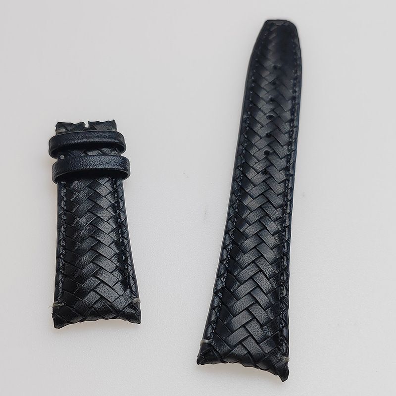 Cowhide Woven Leather Watch Strap Fit For I.W.C Portugieser Pilot's Watchband