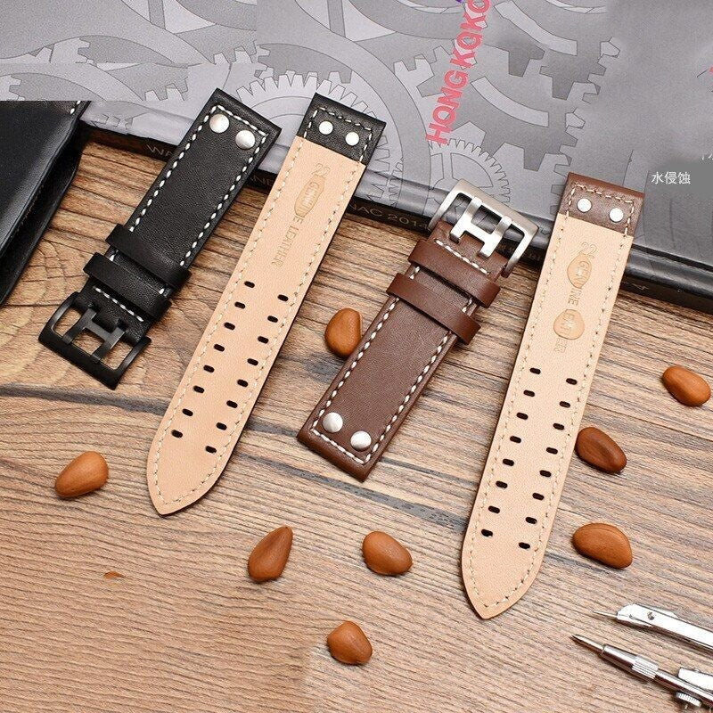 Genuine Leather Watch Strap Fit For Hamilton Khaki Aviation H77755533 H77616533