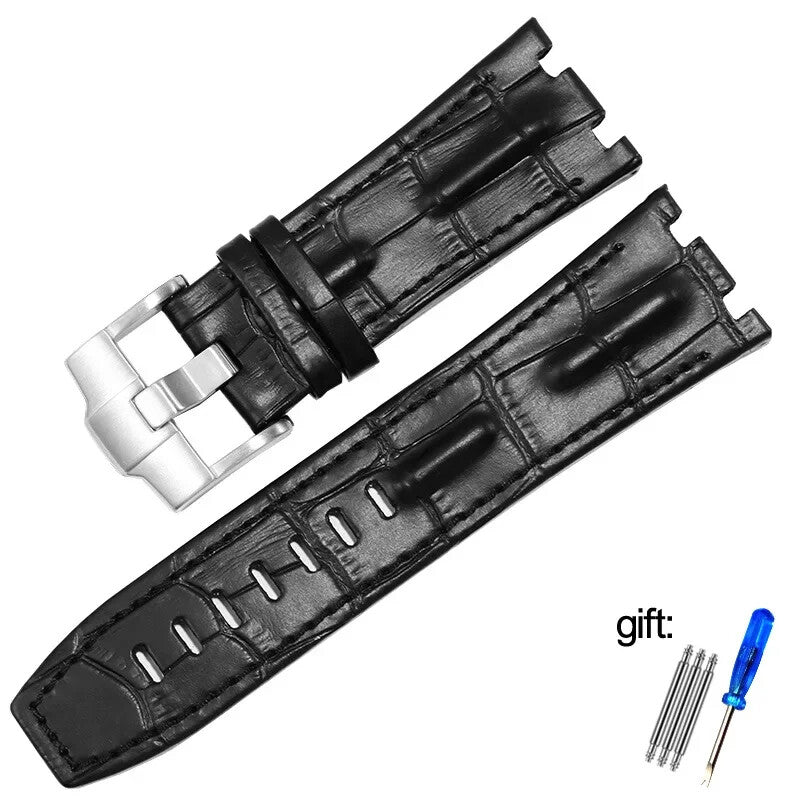 Genuine Leather Watch Strap for AP 15703 Royal Oak Offshore Black Brown Blue 28m