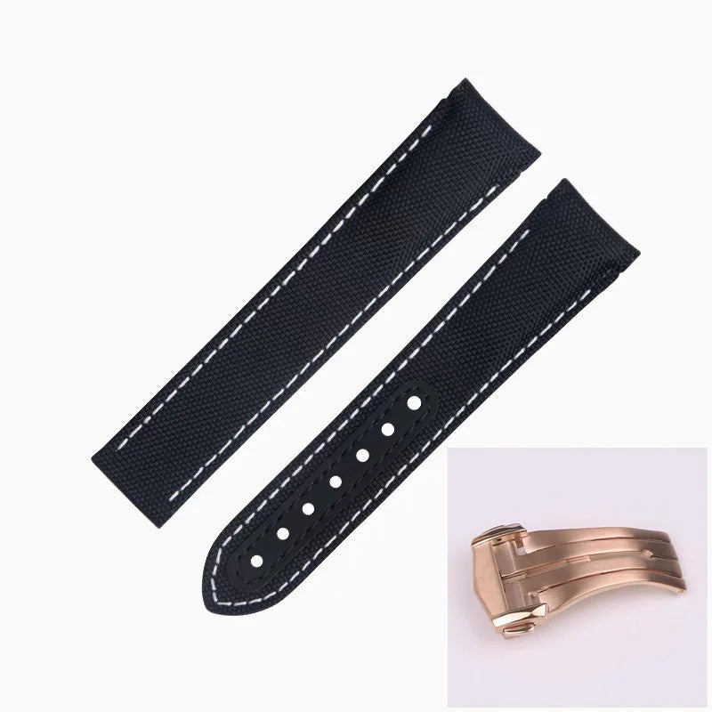 Nylon Leather Watch Strap For Omega Seamaster Planet Ocean 19-22mm Canvas Band