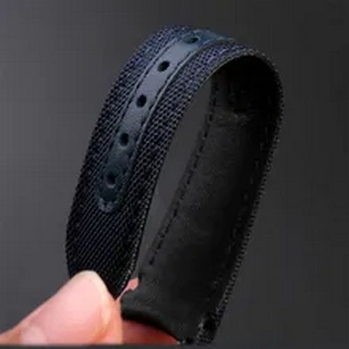 Nylon Genuine Leather Watch Strap Fit For Omega 300 Diver Curved End Watch Band