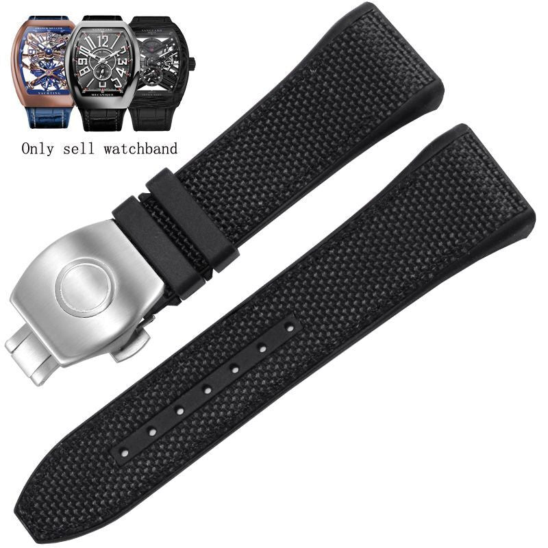Genuine Leather Nylon Watchband Fit For Franck Muller V45 Series 28mm Straps