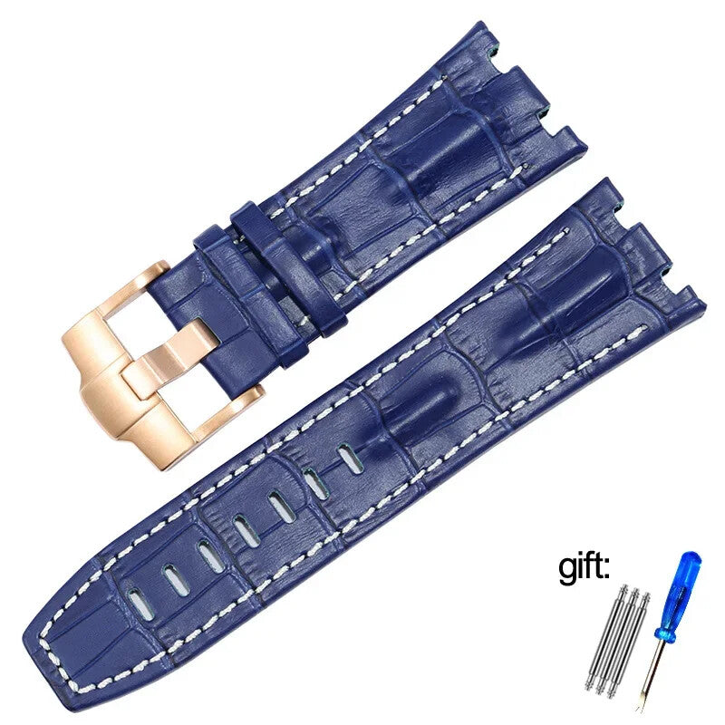 Genuine Leather Watch Strap for AP 15703 Royal Oak Offshore Black Brown Blue 28m