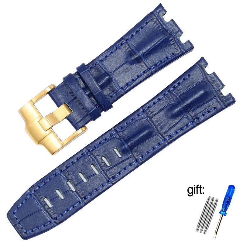 Genuine Leather Watch Strap for AP 15703 Royal Oak Offshore Black Brown Blue 28m