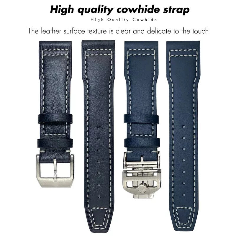 Genuine Leather Watch Strap for IWC Mark Big Pilot Spitfire 20-22mm Cowhide Band