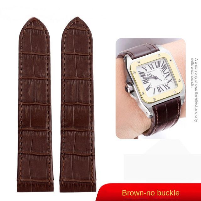 Genuine Leather Watchband Fit For Cartier Santos 100 Folding Buckle Watch Strap