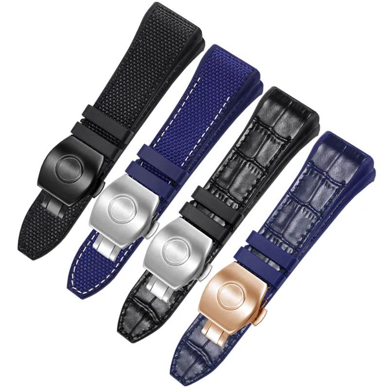 Genuine Leather Nylon Watchband Fit For Franck Muller V45 Series 28mm Straps