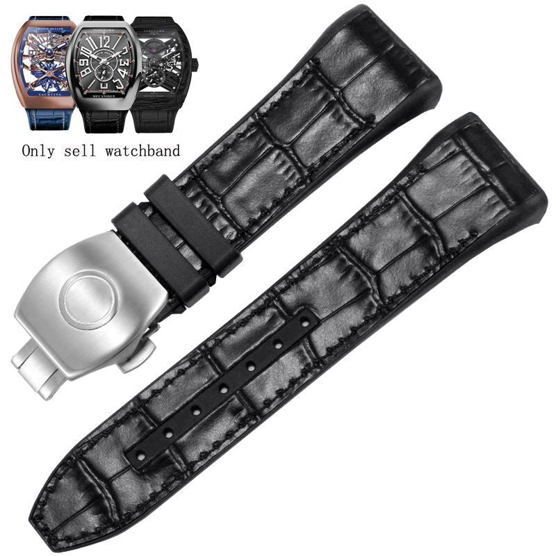 Genuine Leather Nylon Watchband Fit For Franck Muller V45 Series 28mm Straps