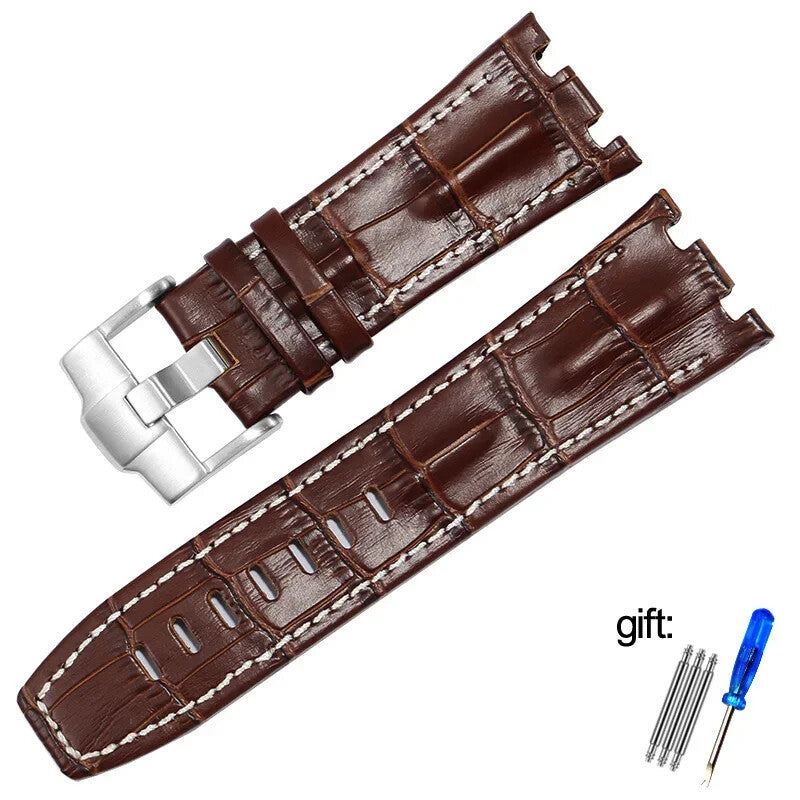 Genuine Leather Watch Strap for AP 15703 Royal Oak Offshore Black Brown Blue 28m