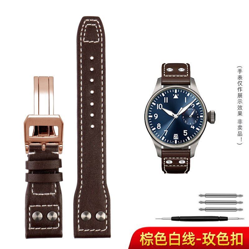 Genuine Leather Watch Band Fit For IWC PILOT Mark 21mm 22mm Strap Accessories