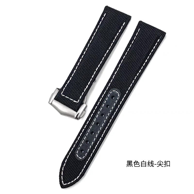 Nylon Leather Watch Strap For Omega Seamaster Planet Ocean 19-22mm Canvas Band